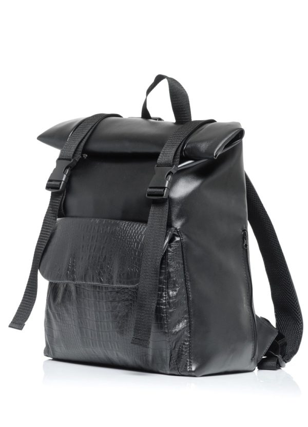 Рюкзак SamBag жіночий RollTop Milton принт крокодила з клапаном