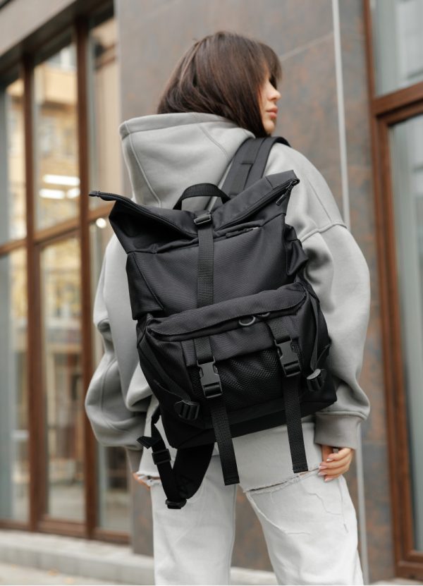 Рюкзак SamBag жіночий RollTop KZN Чорний - Зображення 9