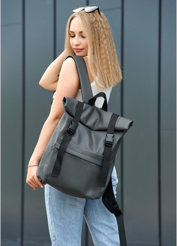 Рюкзак SamBag жіночий RollTop Milton графітовий - Зображення 6